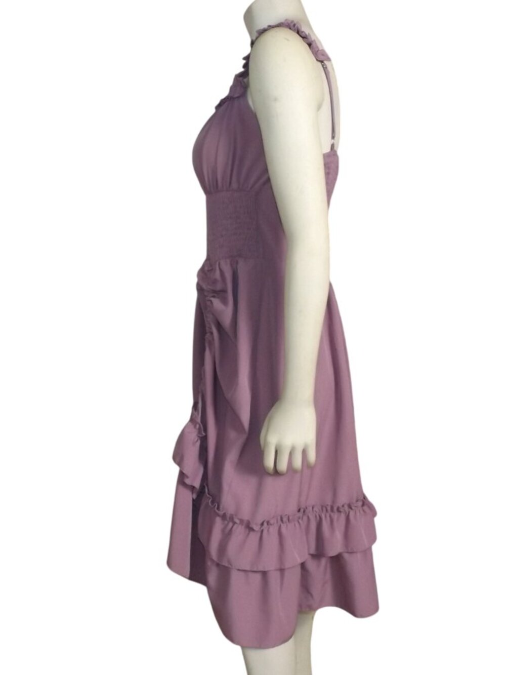 SCARLET DARKNESS Dress, L, Pastel purple, Ruffle shoulders/straps, Cinch Skirt - Picture 9 of 14